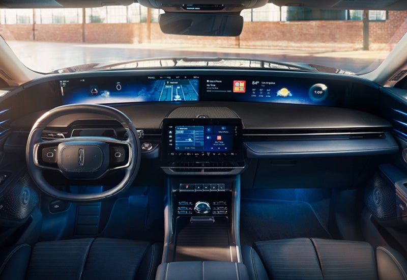 A large panoramic display is shown on the dashboard of a 2024 Lincoln Nautilus® SUV | Cavalier Lincoln in Chesapeake VA